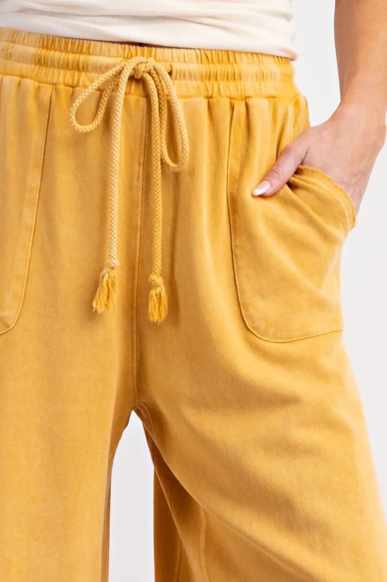 Washed Wide Leg Terry Knit Pants (8 Options)