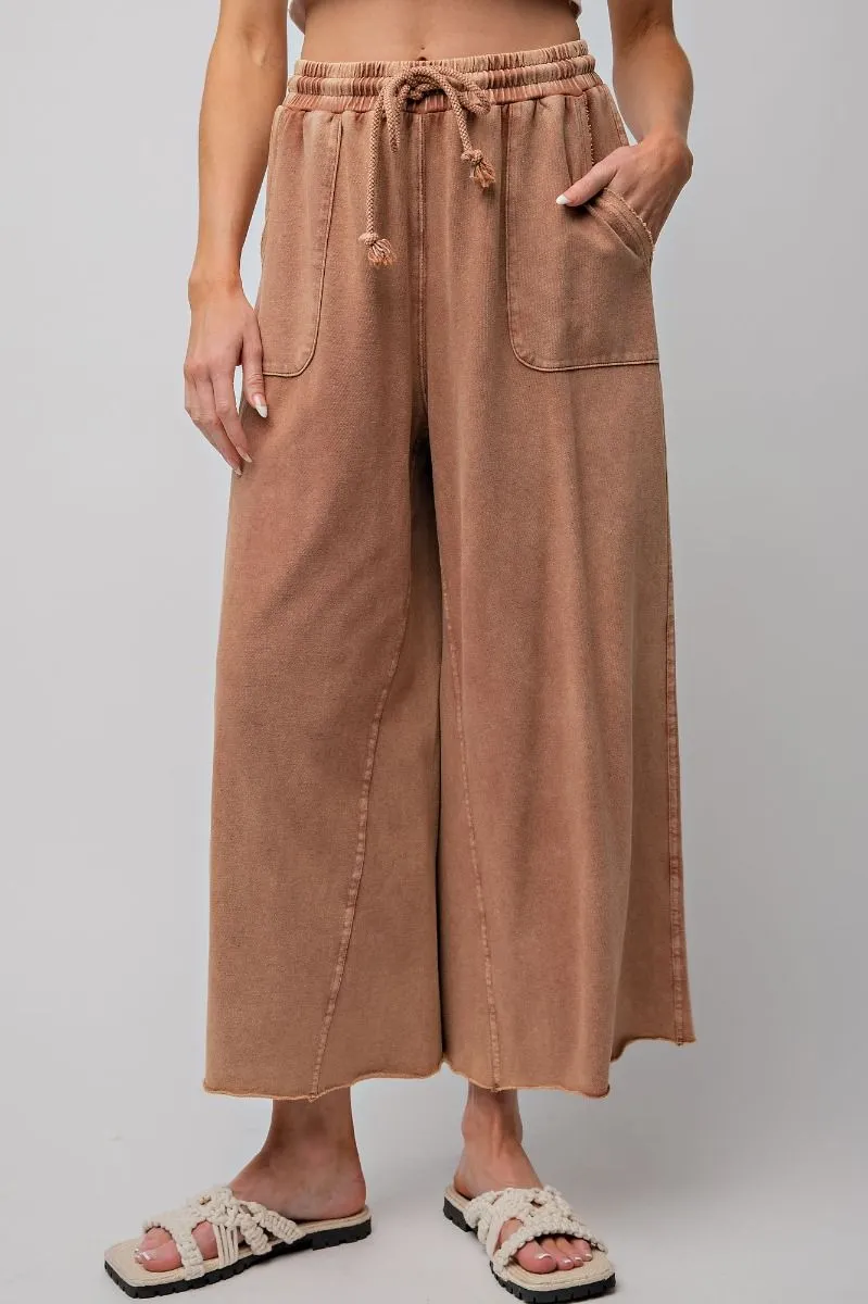 Washed Wide Leg Terry Knit Pants (8 Options)