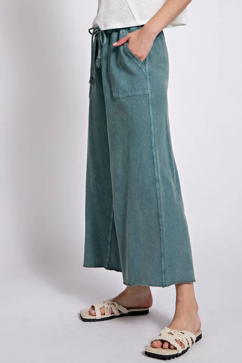 Washed Wide Leg Terry Knit Pants (8 Options)