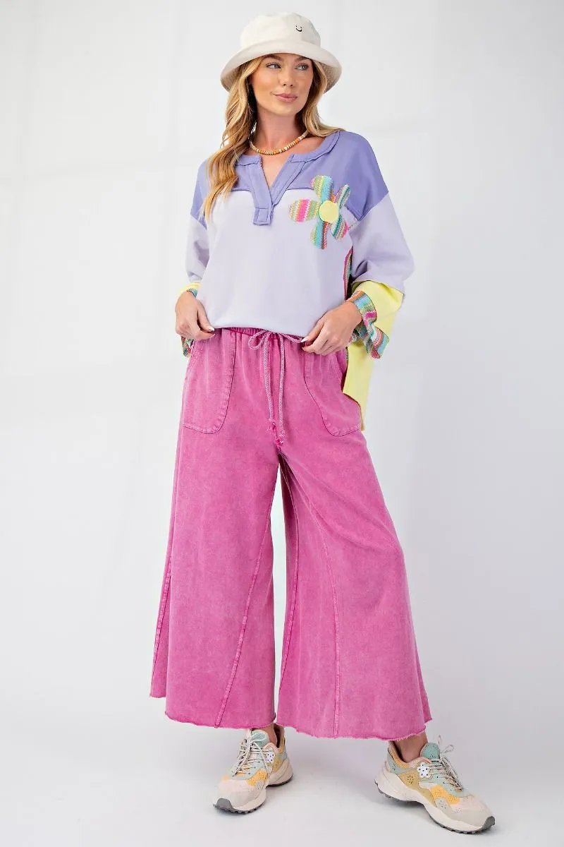 Washed Wide Leg Terry Knit Pants (8 Options)