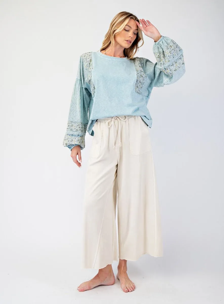 Washed Wide Leg Terry Knit Pants (8 Options)