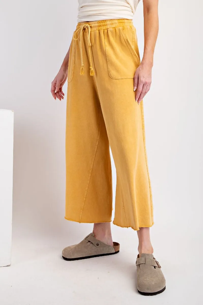 Washed Wide Leg Terry Knit Pants (8 Options)