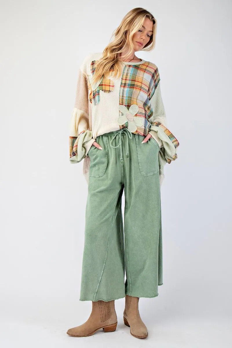 Washed Wide Leg Terry Knit Pants (8 Options)