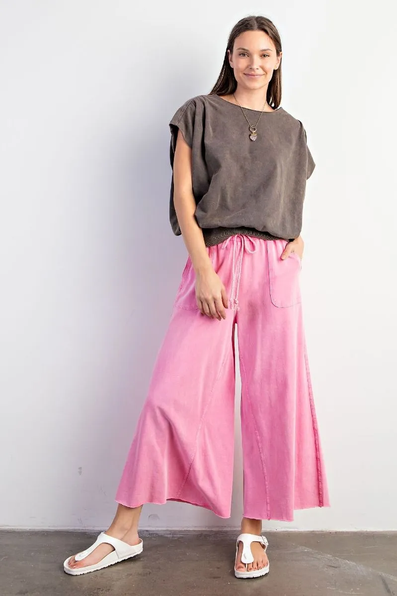 Washed Wide Leg Terry Knit Pants (8 Options)