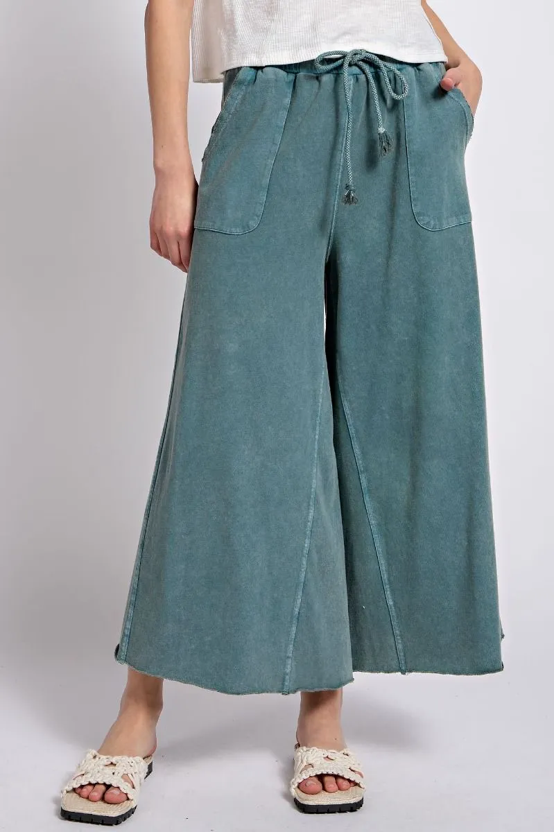 Washed Wide Leg Terry Knit Pants (8 Options)