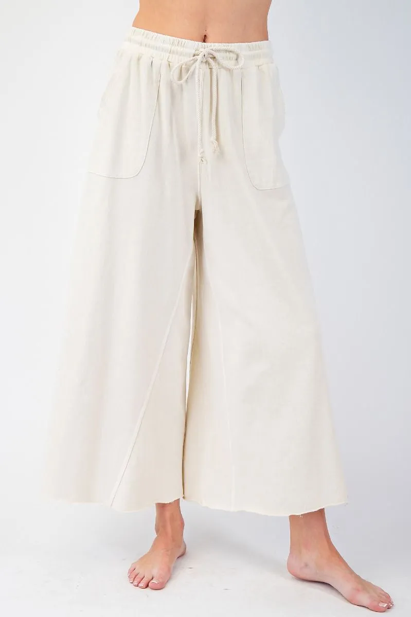 Washed Wide Leg Terry Knit Pants (8 Options)