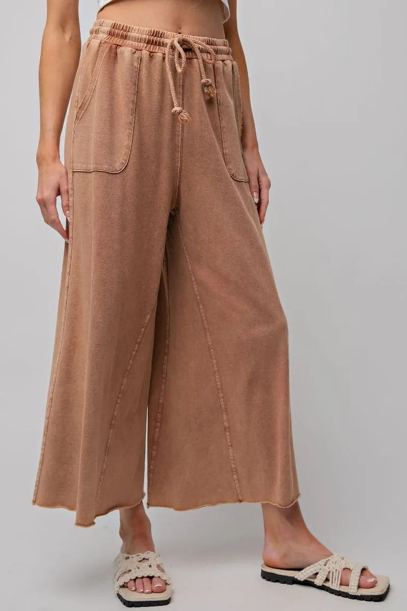 Washed Wide Leg Terry Knit Pants (8 Options)