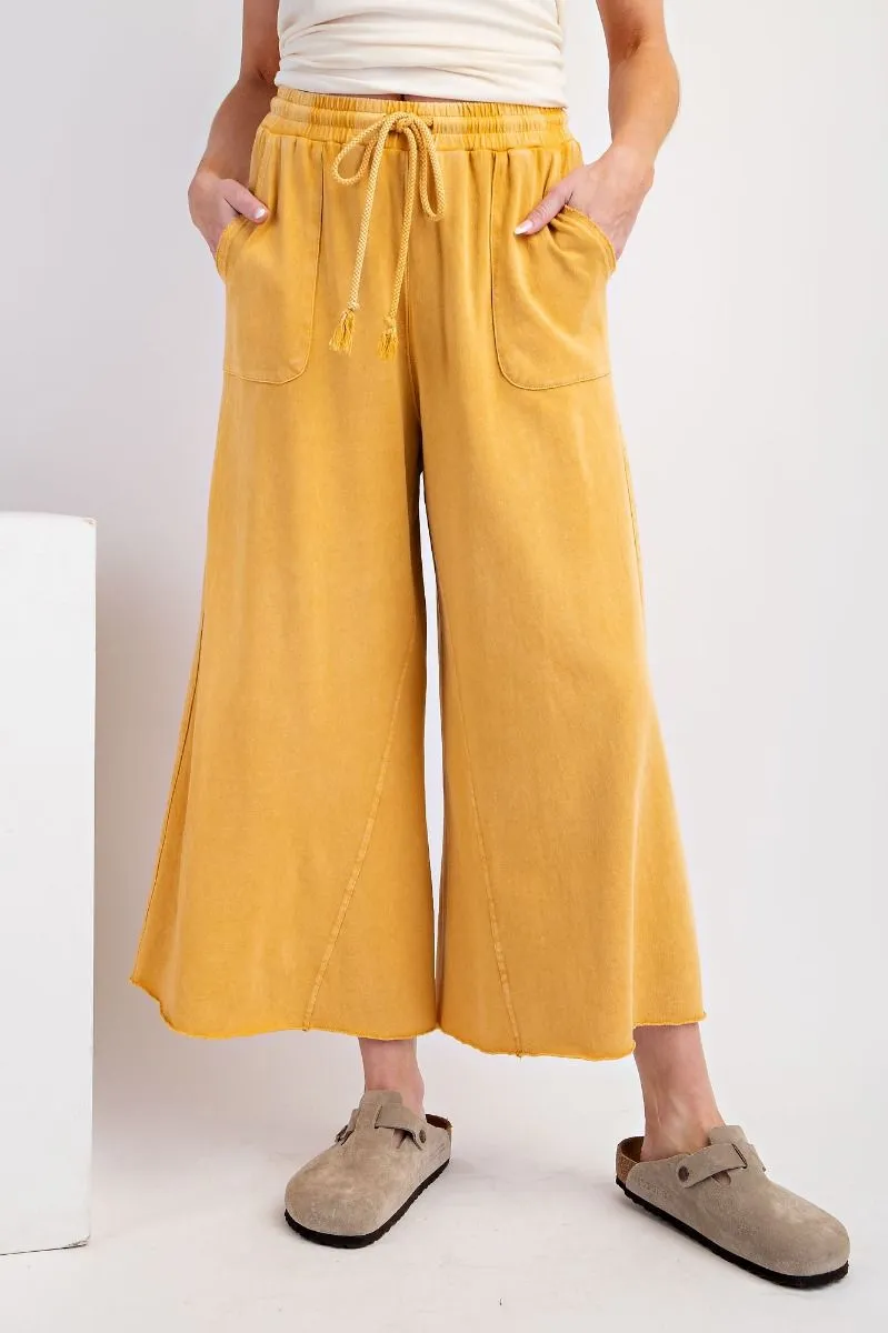 Washed Wide Leg Terry Knit Pants (8 Options)
