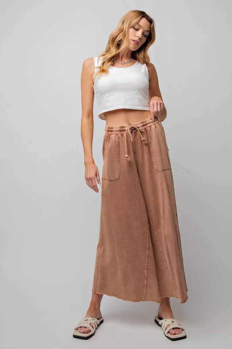 Washed Wide Leg Terry Knit Pants (8 Options)