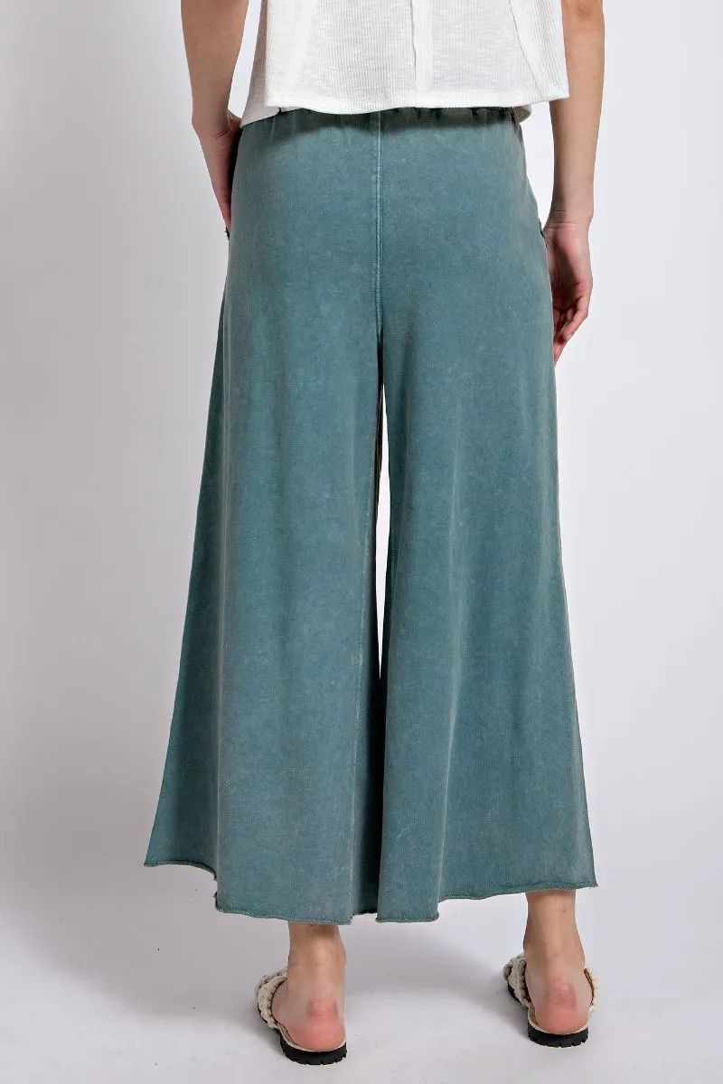 Washed Wide Leg Terry Knit Pants (8 Options)
