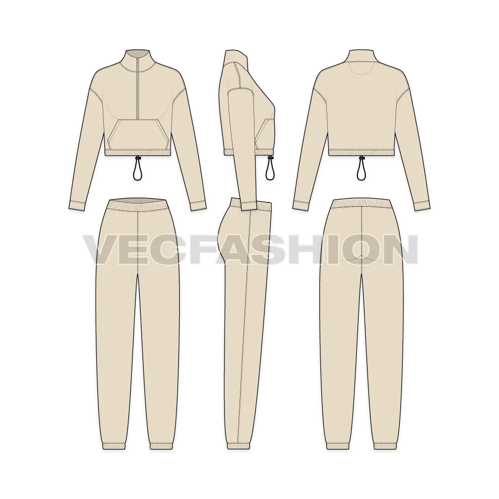 Women's Crop Jacket Sweatsuit