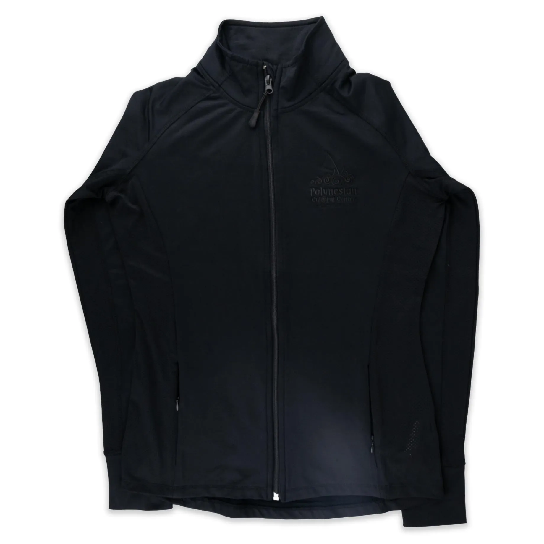 Women's Polyester Blend Full Zip Studio Jacket- Black